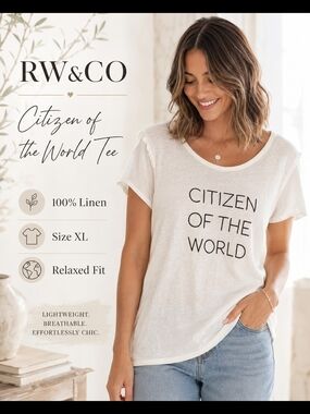 RW&CO. Citizen of the World Linen Tee — Cream